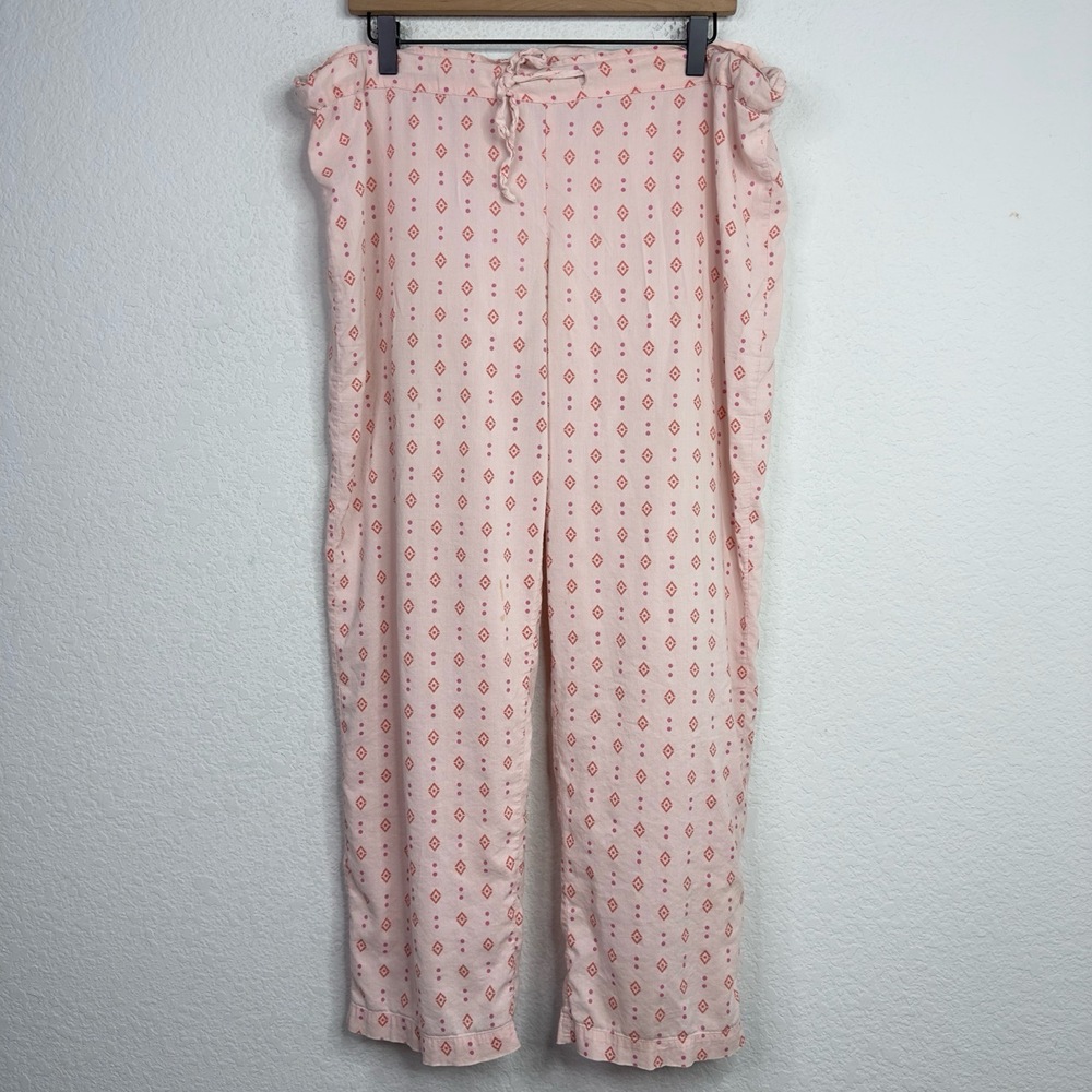 Sleep Sense‎ Pajama Pants Womens S Pink Geometric Drawstring Boho Romantic Fairy